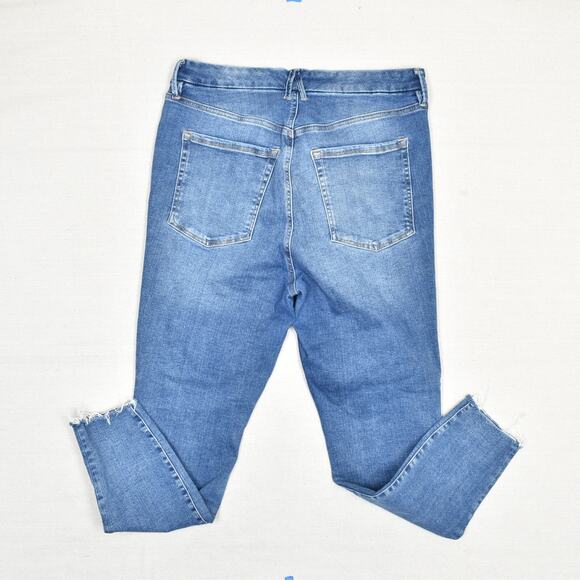 Good American Women's Skinny Jeans Zip Solid Cotton Blend Blue Size 14-18 - Picture 3 of 8